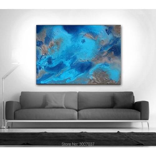 Handmade high quality thick knife abstract oil painting Ocean Painting Blue abstract on Canvas Painting Decor Oil Painting art