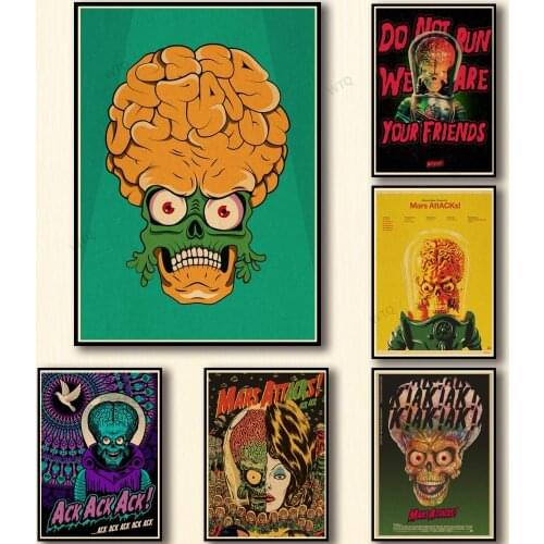 WTQ Canvas Painting Anime Posters Mars Attacks! Retro Poster Wall Decor Wall Art Picture for Living Room Decoration Home Deco