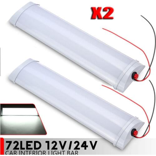 2Pcs 11" DC 12/24V 10W Car Ceiling Light Indoor Interior Led Lights Bar 72 LED White Light Tube With Switch For Camper Van Truck