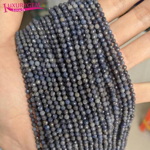 High Quality 2.5/3mm Natural Sapphires Stone Faceted Round Loose Spacer Beads Bracelet Necklace Jewelry Accessory 38cm b139