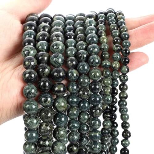 Natural Stone Beads Smooth Green Eye Sparrow Stone Round Loose Beads For Jewelry Making Needlework Bracelets DIY 4/6/8/10/12MM