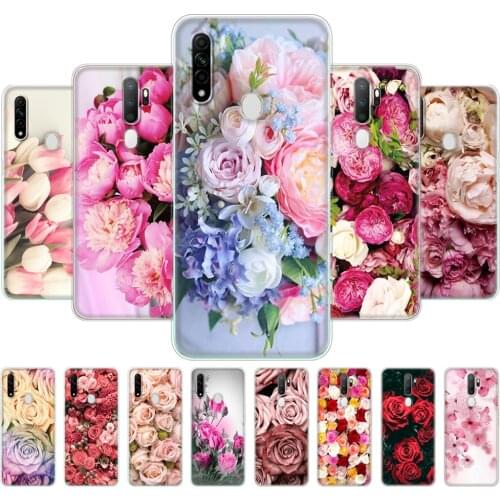 For OPPO A1K Case For OPPO A9 A5 2020 Case For OPPO A5S A12 A91 A31 A52 A72 A92 Reno 3 Case Cover Flower Rose Peony