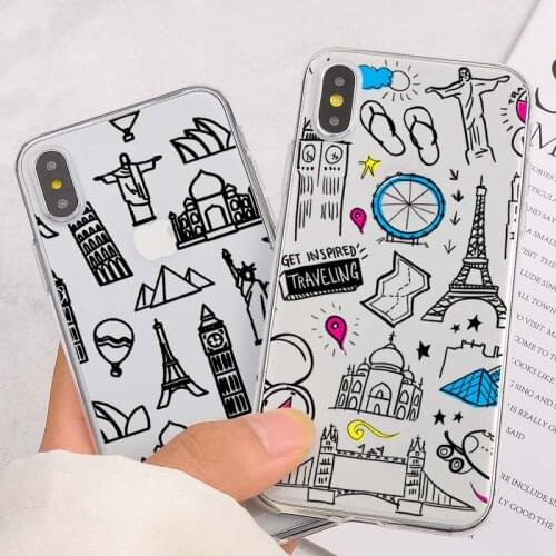 Phone Case For iPhone X XR XS MAX 8 7 6S 6 S Case Silicone Travel Landmark Soft Back Cover For iPhone 8 7 6S 6 S Plus Phone Case