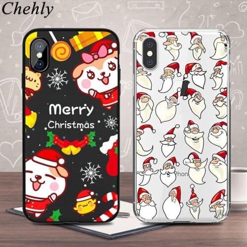 Santa Claus Phone Case for IPhone 6s 7 8 11 Plus Pro X XS MAX XR Christmas Cases Soft Silicone Fitted TPU Back Cover Accessories