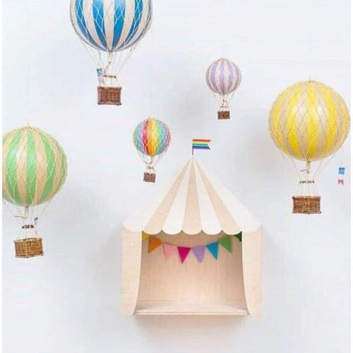Wooden Circus Chalet Shaped Storage Rack Kids Room Decoration Floating Wall Storage Shelf Display Hanging Shelving Child
