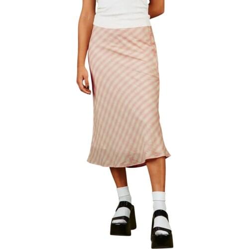 Women Bias Midi-Skirt Adults Casual Style Striped Pattern Side Zipper Skirt For Daily Casual Home Wear Party