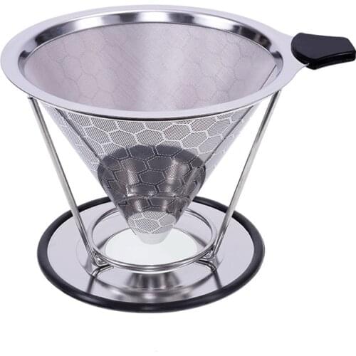 Double Layer Coffee Filter 304 Stainless Steel Drip Coffee Holder Funnel Baskets Reusable Coffe Filters Coffee Filter WY70902