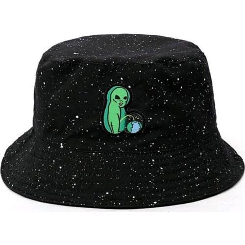 Double-Side Funny Hat Alien Bucket Hats For Women Men Fishing Hat Sunscreen fisherman hat Embroidery Bucket Hats gorro pescador