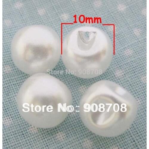 H0218 White Pearl Button 10mm 3/8" side hole sewing buttons 100pcs clothes accessories