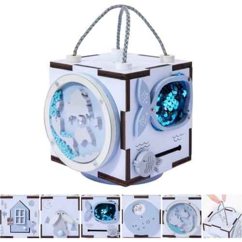 Montessori Busy Cube Unlocking Toy Basic Life Skills Learning Sensory Play For Kids Busy Box Educational Wooden Toys