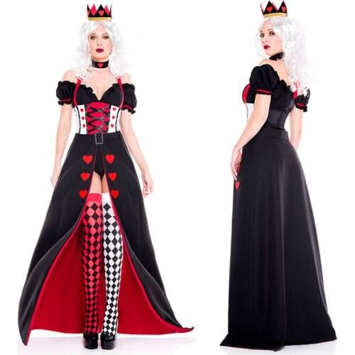 Halloween Costumes Cosplay Red Heart Princess Queen Alice In Wonderland Costume Adult Fancy Dress Party Cosplay