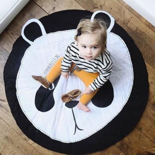 Cartoon Animals Baby Play Mat Kids Crawling Carpet Round Rug Toys For Children Bedding Blanket Cotton Children Room Decor 90CM