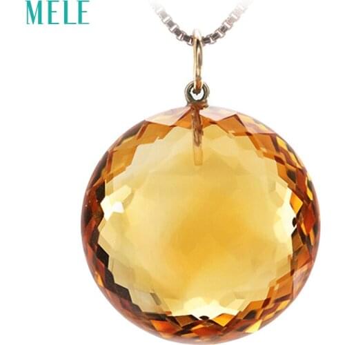 18K Gold Topaz Pendant Amethyst Pendant Blue Crystal Pendant Pink Crystal Green Crystal Pendant Aimple Fashion Womens Jewelry