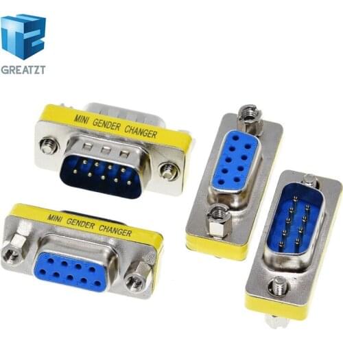 DB9 9Pin Male to Male/Female to Female/Male to Female Mini Gender Changer Adapter RS232 Serial plug Com Connector