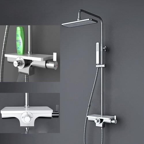 Multi-functional Wall Mounted Lifting Shower System Solid Brass Dual Handle Chrome Finished Shower Set with ABS Handheld Showers