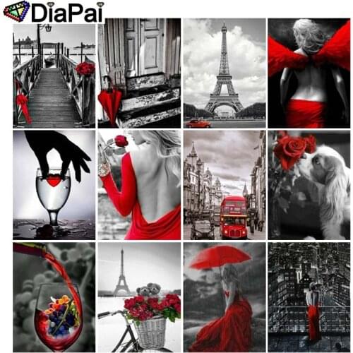 DIAPAI 5D DIY Diamond Painting 100% Full Square/Round Drill "Tower flower landscape" 3D Embroidery Cross Stitch Home Decor