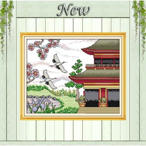 Cranes are back scenery decor painting counted print on canvas DMC 11CT 14CT Chinese Cross Stitch kit needlework Sets embroidery