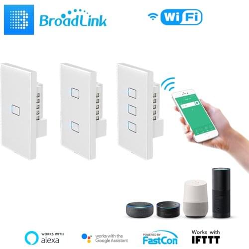 New BroadLink TC3 US Single Live Smart Wifi Wall Light Touch Switch Two Way Feedback Works with Alexa and Google assistant