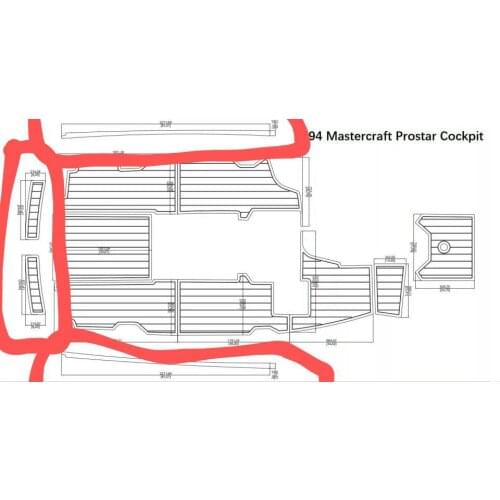Boat EVA Teak Decking For Red Circled Pieces 1/4" 6mm Grey+Blue