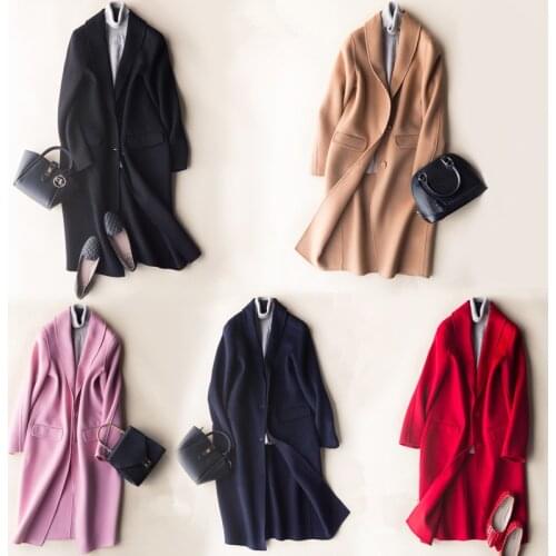 New Autumn Winter Double-sided Wool Coat Female Medium Womens Cashmere Jacket Overcoat Jackets casacos CS3703