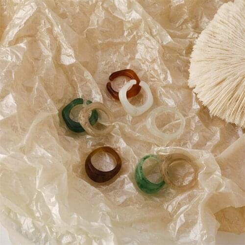 New Candy Color Ring For Women Fashion Personality Marble Texture Design Index Finger Ring Opening Adjustable Tail Ring