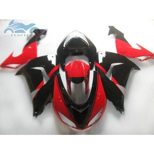New moto parts fairing kit for Kawasaki Ninja ZX 10R 06 07 red black fairings set ZX10R 2006 2007 aftermarket bodywork KP21