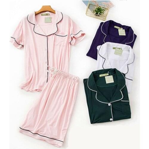 Summer Pajamas Couples Soft Modal Sleepwear Women & Men Pyjama Sets Nightgown Women Pajama Sets Short Sleeve Men Pijama