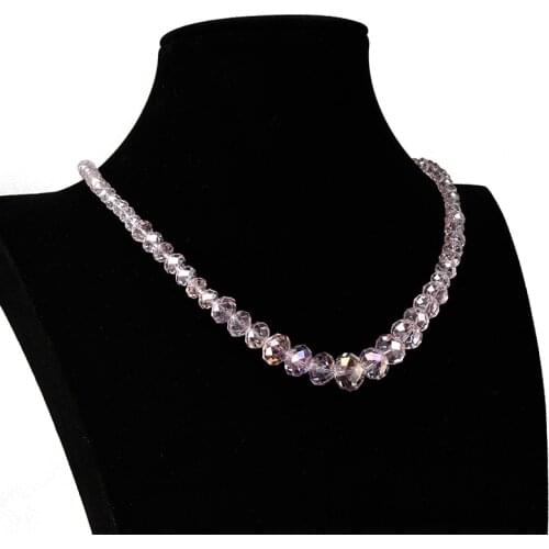 The transparent Faceted Glass Crystal Quartz material 6-14mm For Attractive Necklace For Ladies Noble Disposition 18inch H125