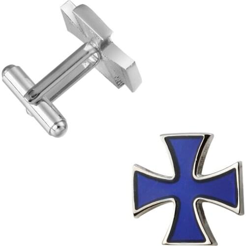 Luxury shirt cufflinks for mens gift Brand cuff buttons Iron Cross cuff links blue High Quality abotoaduras Jewelry