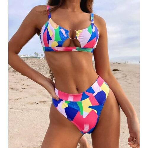Sexy Brazilian Push Up Bikini Sets Swimsuit Women Multicolor Bikini Swimwear Summer Female Geometric Print Bathing Suit Biquini