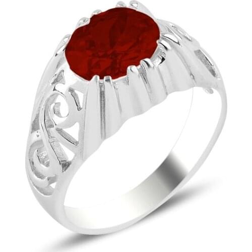 Silver 925 Sterling Garnet Zircon Ring