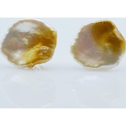 Baroque girl earrings, white irregular pearl, metallic luster, 925 sterling silver, womens pearl earrings