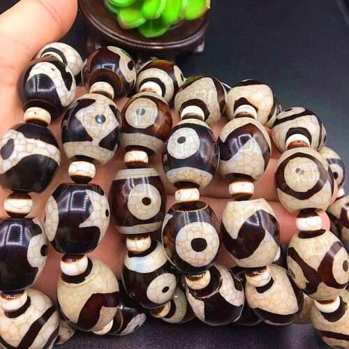Tibetan Dzi Bead Mens Bracelet. 19*21mm Dragon Agate Beads DZI, Multiple Totem DZI Amulets,Free Shipping
