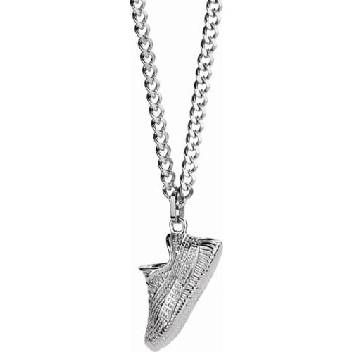 Stainless Steel Vintage Mens Basketball Player Sports Shoes Pendant Necklace Gym Shoes Jewelry Gift For Him with Chain