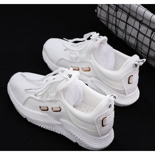 Women Casual Shoes Mesh Breathable Platform Sneakers Chunky Harajuku Flat Thick Sole Tenis Wedge White Walking shoes women K8-64