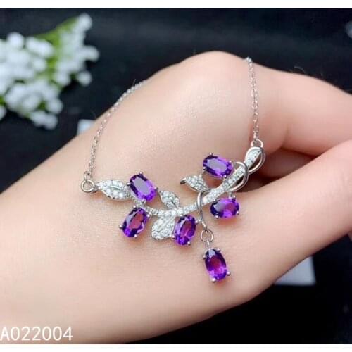 KJJEAXCMY Fine Jewelry 925 Sterling Silver inlaid Amethyst Female Pendant Necklace beautiful hot selling