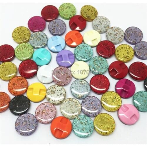 100pcs 13mm Mixed Glitter Buttons Resin Sparkly Dress Button Sewing Accessories Scrapbooking Cardmaking