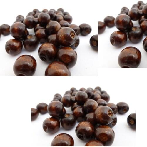 50 x Dark Brown Wooden Beads 12mm
