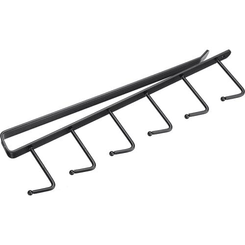 6Hooks Iron Hanging Cup Storage Hooks Kitchen Bar Storage Hanger Hook Rack Single Layer For Cup Mug Glass Storage Organizer