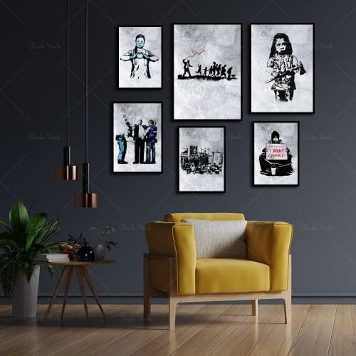 Banksy Street Art Bird Street Girl Modular Wall Art Canvas Paintings Pictures Prints Poster Home Decoration For Living Room