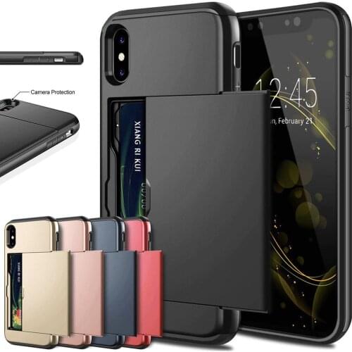 Case For iPhone X XS Max XR Case Slide Armor Wallet Card Slots Holder Cover For iPhone 7 8 Plus Case For iPhone 5 5s 6 6S Plus
