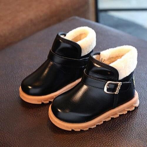 Fashion Hot Sale Autumn Thickening Shoes Children Snow Boots Waterproof Non-slip Ankle Boots Kids Leather Boots