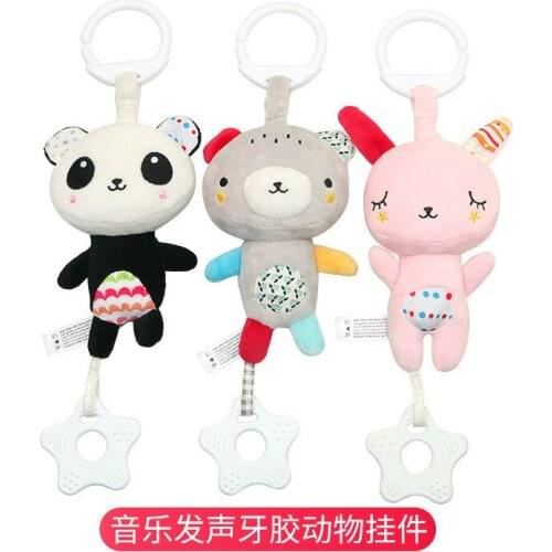 Baby More Function Rabbit Tooth Glue Pendant Lint Mechanism Sound Music Toys The Car Hanging Bed