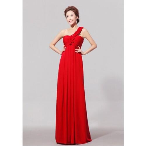 Long Chiffon Bridesmaid Dresses Women Floor Length Strapless Wedding Guest Prom Dress Flowers Pleated Vintage Evening Party Gown