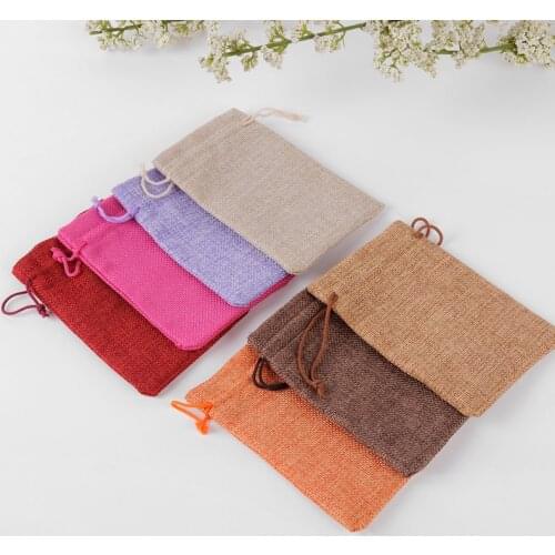 Handmade Jute Bags Wedding Favors 7x9cm 50pcs bolsa yute Small Gift Bags For Jewelry sac toile de jute Can Custom Logo