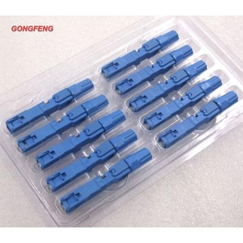 GONGFENG 200pcs NEW FTTH Through Blue color SC Optical Fiber Fast Connector Telecom Quikck Cold Connector Special Wholesale