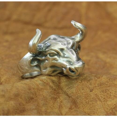 925 Sterling Silver Bull Ring Mens Biker Rock Punk Ring TA198 US Size 7~15