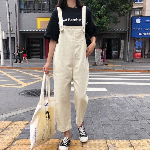 Jumpsuits Women Classic Denim Leisure Solid High Waist Ladies Overalls Students Lovely Womens Ankle-length Pants Female Jumpsuit