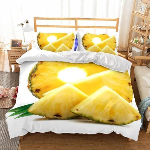 KTLRR Pineapple Bedding Set,Golden Pineapple Printed Duvet Cover Set ,Fashion Bed Home Decoration Bedclothes,Microfiber Fabric