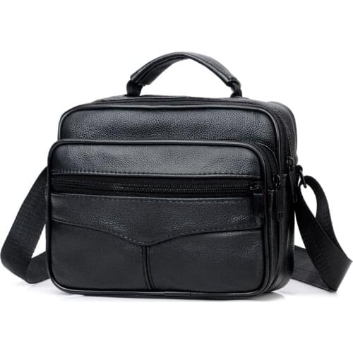 2020 Leather Mens Briefcase Fashion Small Capacity Business bag Black Male Shoulder Laptop Bag Mens Travel leather briefcase